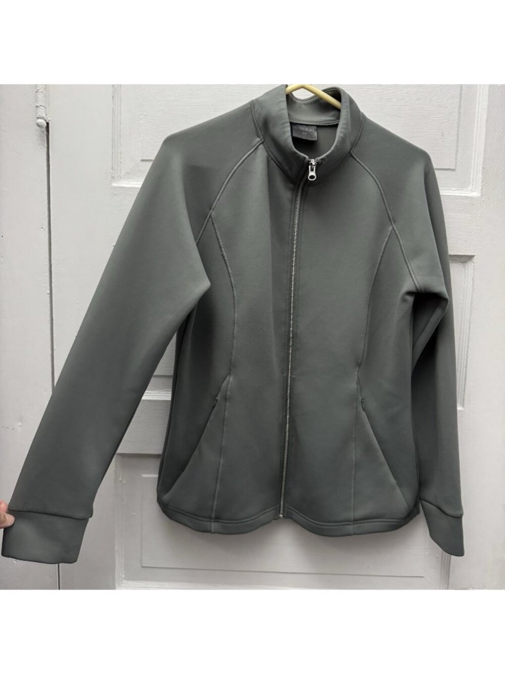 32 Degrees Heat Women’s Gray Full Zip Jacket Medium Stretch Lightweight Pockets